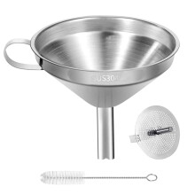 Stainless Steel Funnel with Detachable Strainer for Fast Liquid Transfer and Filling Bottles 4.3Inch