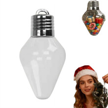 Clear Fillable Christmas Bulb Ornament with Lid, Jumbo Plastic Hanging Candy Jar for DIY Holiday Decor