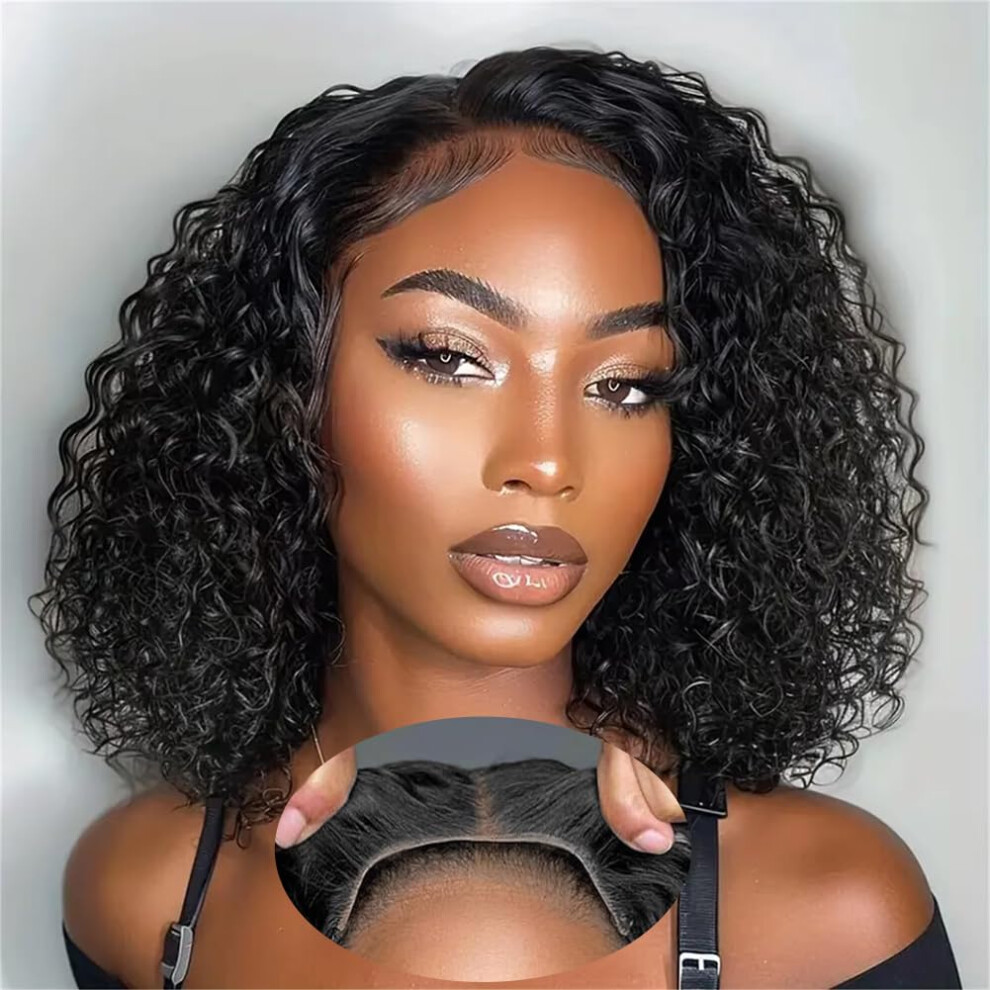 Glueless Human Hair Bob Lace Front Wig Pre Plucked 220% Density Loose Body Wave 14 Inch