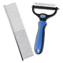 Dog Grooming Brush for Shedding Undercoat with DualSided Dematting Rake and Bonus Metal Comb