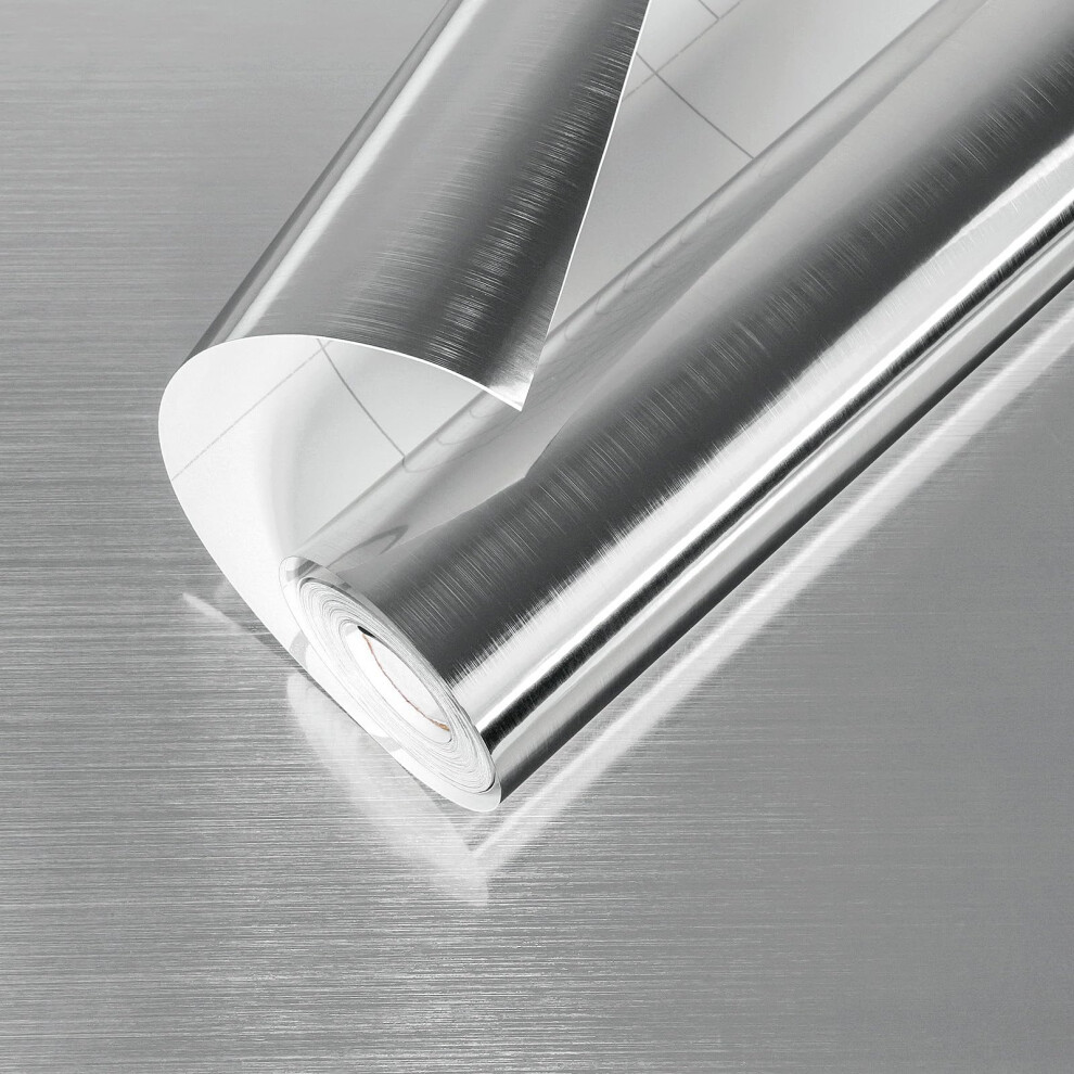 Stainless Steel Contact Paper Peel And Stick Countertop Waterproof Silver Metallic Wallpaper 11.8'X80' 9455672631242
