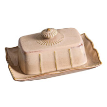 Ceramic Butter Dish with Lid Keeps Butter Fresh Elegant French Style Heat Resistant for Countertop