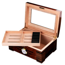 Cigar Humidor with Digital Humidity Display, Spanish Cedar Box, Holds Up to 50 Cigars