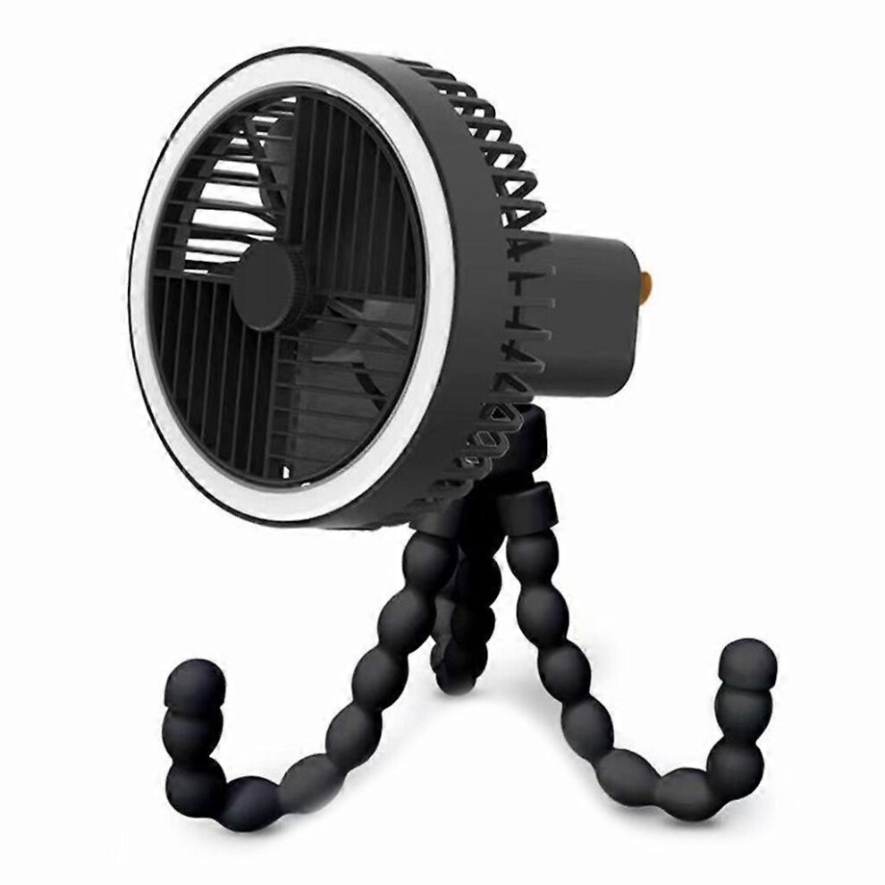 (As Show, Black) 1200Mah Rechargeable Camping Fan Battery Operated Tent Fan With Camping Light 5213747864209