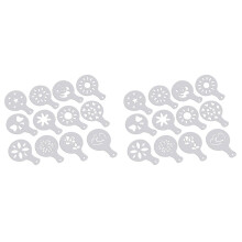 24 Pcs Cappuccino Coffee White Stencils Template Strew Flowers Pad Duster