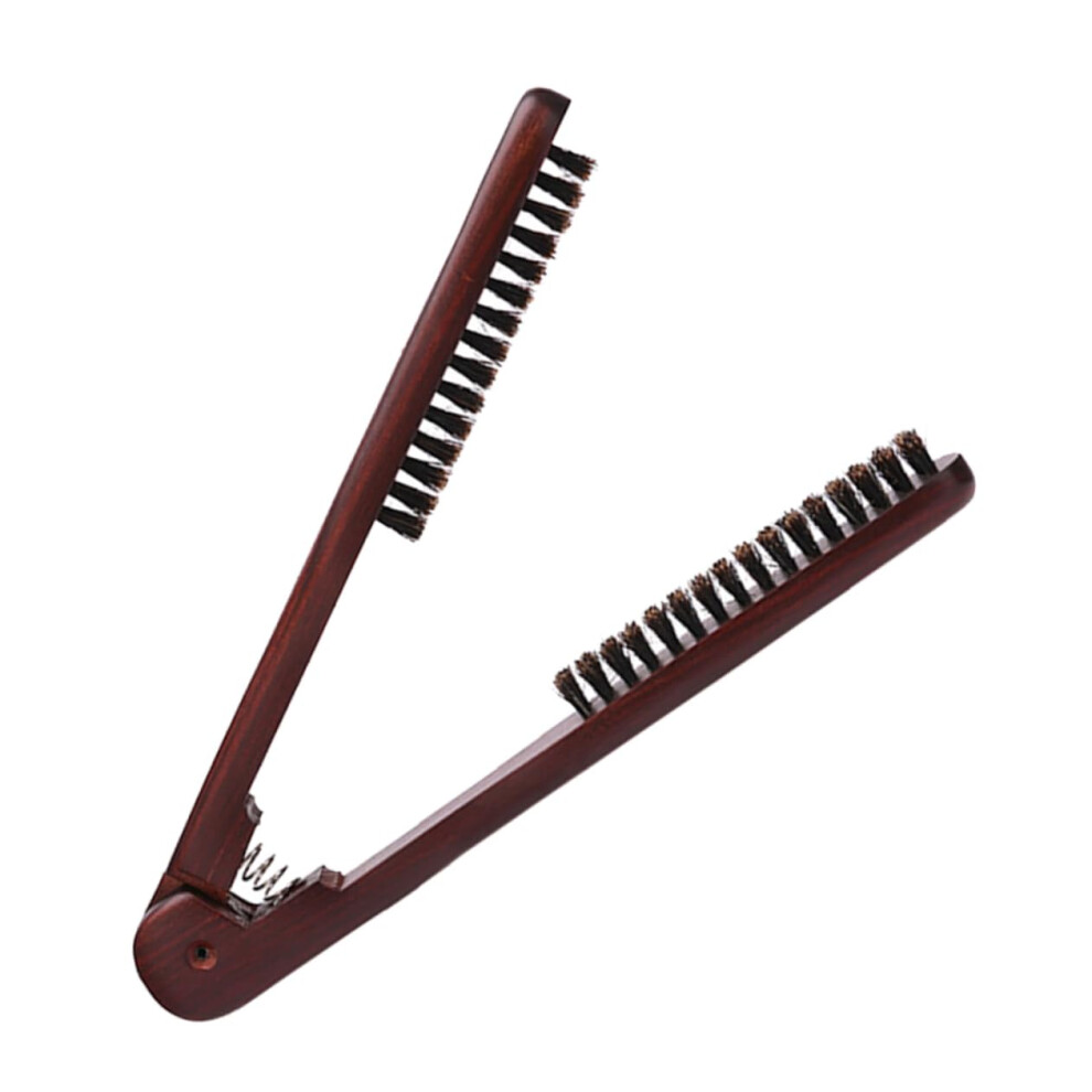 Unisex Hair Straightening Comb With Double Sided Brush, Vshape Frizz Reduction, Compact For Travel