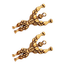 2pcs Muscle Men Pendant Bodybuilding Muscle Man Charms Dangle Beads For Jewelry Making Earrings Bracelets Diy Crafts ( Golden )