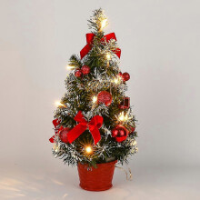Small Christmas Tree with Lights, 40cm Pre-lit Christmas Tree Battery Operated for Christmas Home School Office Decorations Red