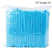 (As show, Blue) Disposable Shower Cap Eyelash Elastic Waterproof Non-woven Bath Hat Beauty 100x