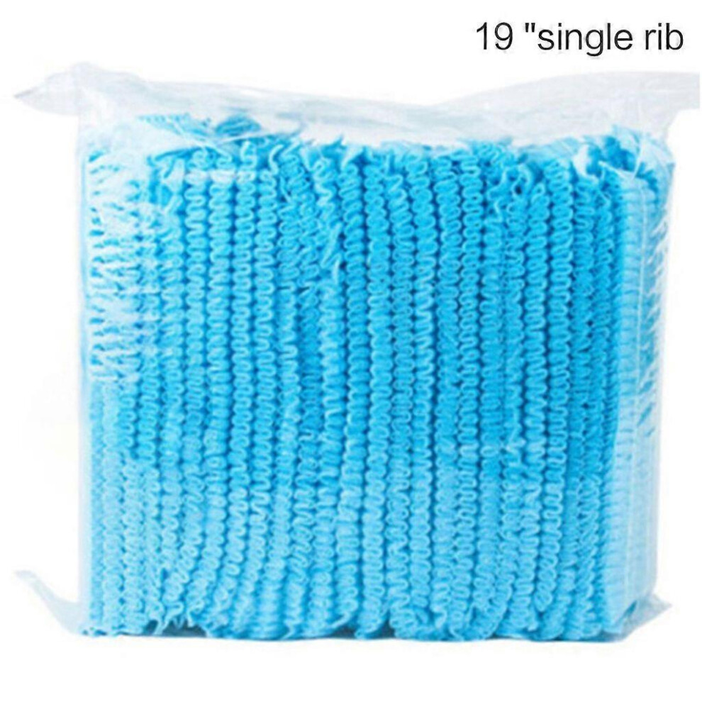 (As Show, Blue) Disposable Shower Cap Eyelash Elastic Waterproof Non-Woven Bath Hat Beauty 100X 3242242677221