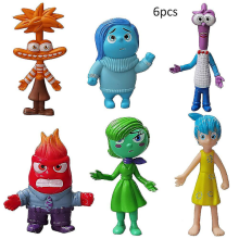 6-pack Inside Out Riley Joy Anxiety Sadness Figures Car Cake Decoration Model Toy