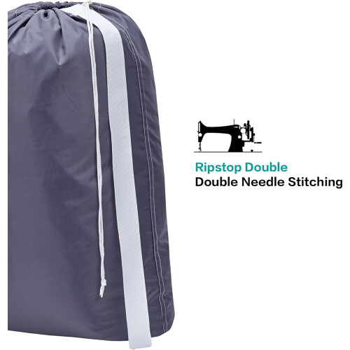 2 Pack Extra Large Nylon Laundry Bag with Wide Shoulder Strap, TearResistant, Grey 2