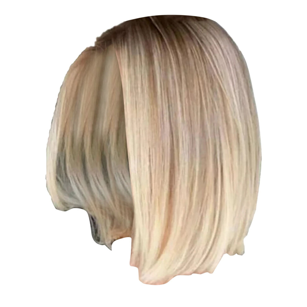 Unisex Gold Tkrady Blonde Wig Short Straight Bob Wigs For Women Clearance, Human Hair Natural Light Wigs 13.8Inch