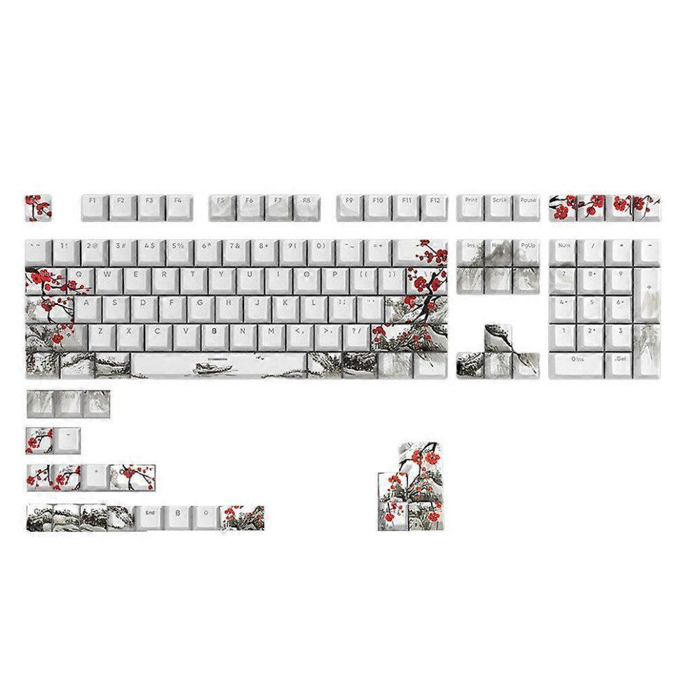 (As Show, Russian) 129 Keys Keycaps Backlit Mechanical Keycap Pbt Russian Korean Japanese English 3242242611249