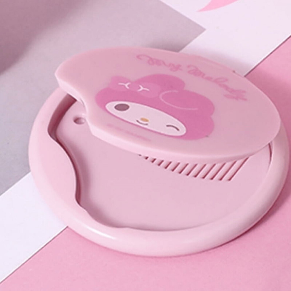 Sanrio Hello Kitty My Melody Double Sided Folding Mirror Cute Portable Mirror Comb Integrated Mini Makeup Mirror Girl Gifts