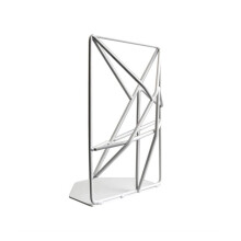 White Metal Bookends Heavy Book Support with Geometric Design for Shelves Home Office 18.5x12x8.2cm