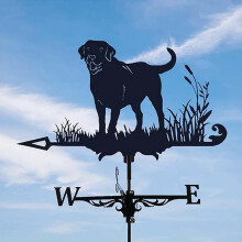 Vintage Black Metal Weathervane Dog Shape Outdoor Garden Roof Wind Direction Indicator