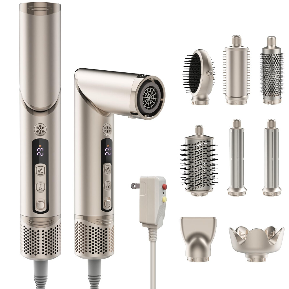 Blow Dryer Brush with AutoWrap Curlers, Ionic 2in1 Hot Air Styler for Volumizing and Smoothing