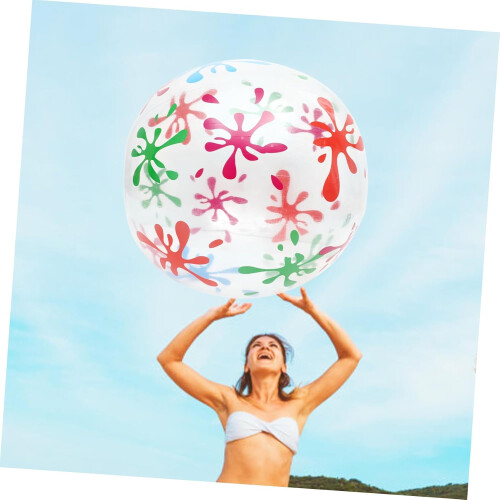 Inflatable Beach Ball with Bright Creative Pattern for Pool and Beach Fun, Transparent Elastic Design 2