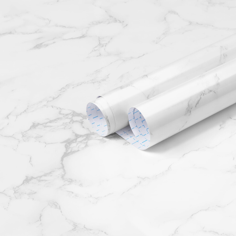 Marble Contact Paper Peel And Stick White Grey Waterproof Vinyl For Countertops Cabinets 15.7'X78.7' 9053599976073