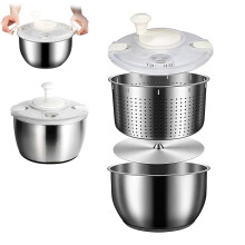 Stainless Steel Salad Spinner 6L Large Vegetable Washer with NonSlip Base and Dishwasher Safe