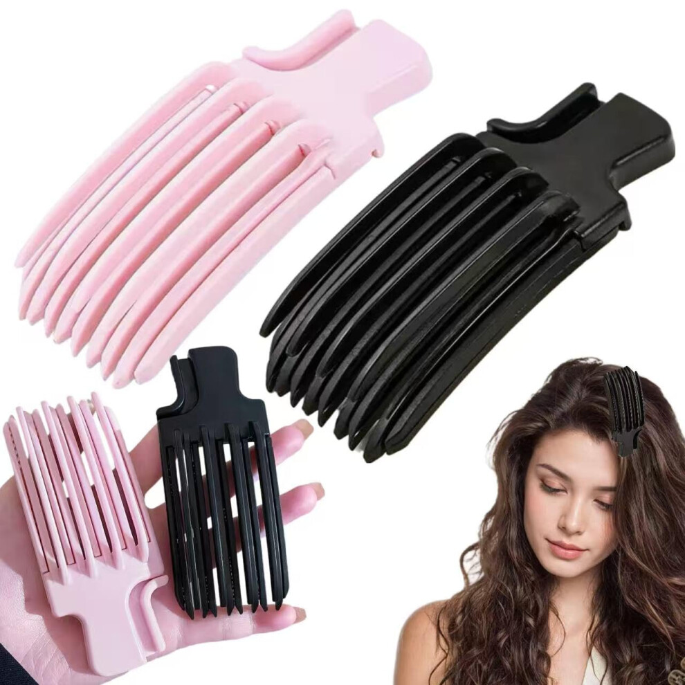 Unisex Pink,Black Volumizing Hair Clips 4 Pack With Instant Root Lift For Fuller Bangs Heatresistant 2 Black 2 Pink