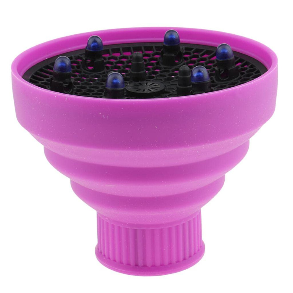 Purple Universal Collapsible Hair Dryer Diffuser For Curly Hair, Foldable Silicone Travel Attachment