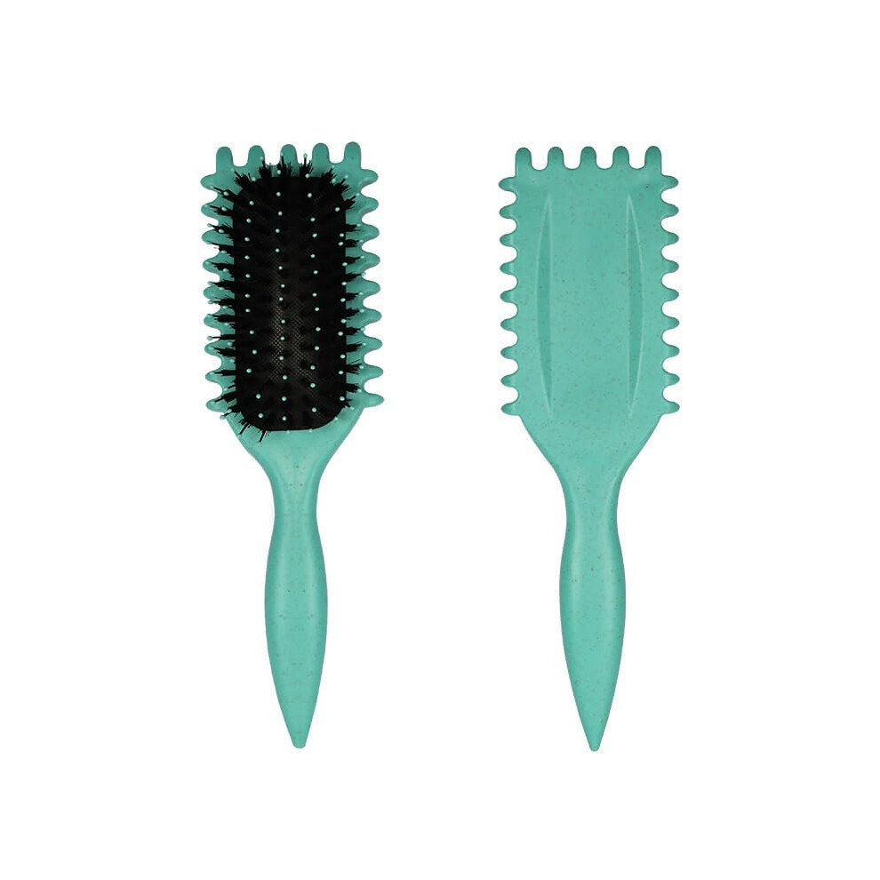 Unisex Green Hair Styling Comb Curling Brush With Large Airbag And Boar Bristles For Gentle Scalp Massage