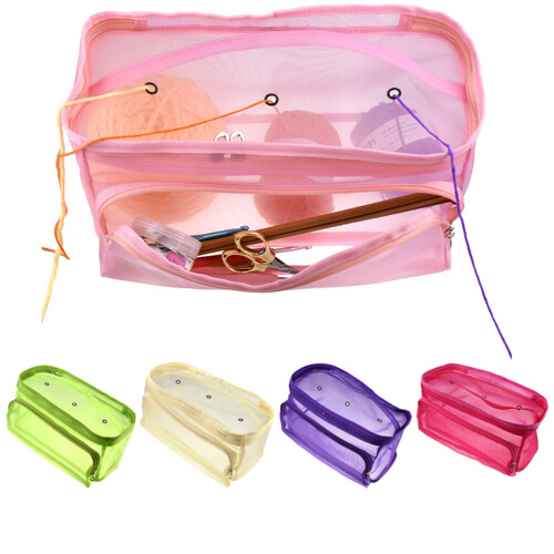 Roze Brei Organizer Tas Van Duurzaam Mesh, Draagbare Organizer 1