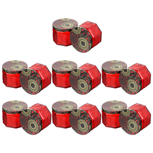 14Pcs Embossed Glass Candle Jars With Lids Round Empty