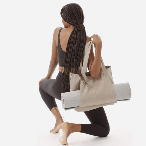 Yogamat Draagtas Canvas Beige Multifunctionele Opbergzak 2