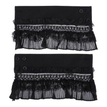 1Paar Vrouwelijke Zwarte Kant Fake Cuff Romantisch & Praktisch