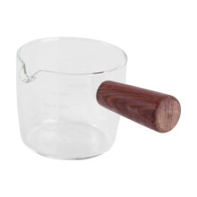 1Stk Transparentes Milchmessbecher Mit Holzgriff Für Espressobereitung