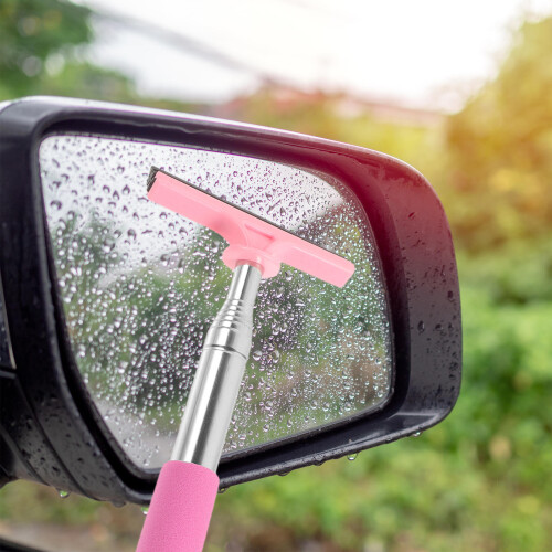 Side View Mirror Squeegee Rainproof Driving Safety Pink 1pcs 2