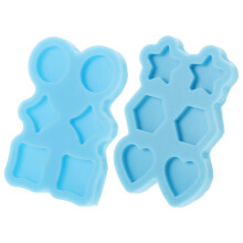 2Stk DIY Ohrring Gussformen Silikon Blau Stern Herz Rund Quadrat