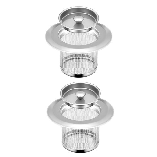 2Sets Edelstahl Spülbecken Filter Küchen Sieb Silber Langlebig 1