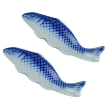 2Stk Fischförmige Keramik Besteckablage Blau Für Küche Zuhause