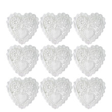 100Stk Weiße Herzförmige Papier-Doilies Für Backen Und Tischdeko