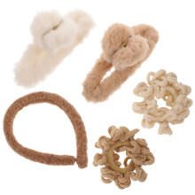 5Stk Kuscheliges Haarband & Haarclip Set Grün Für Damen Vielseitig