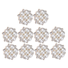 10Stk Goldfarbene Legierungs-Blumenknöpfe Mit Strass Für DIY Basteln