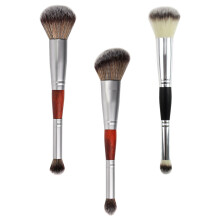 3Stk Doppelkopf Augen-Make-Up Pinsel Aus Holzfassern Farbig