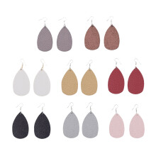 8Paare PU Leder Wassertropfen Ohrringe Damen Mehrfarbig Elegant
