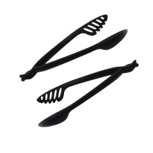 2Stk Food Tongs Aus Lebensmittelechtem Nylon, Hitzebeständig, Schwarz
