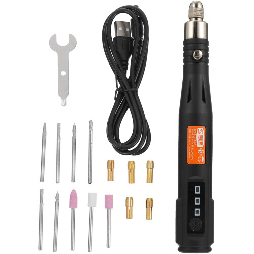 1Set Mini Elektrischer Gravurstift ABS Mit 3 Geschwindigkeiten Schwarz 1