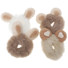 4Stk Niedliche Hasenohren Haarring Plüsch Ponytail Holder Für Mädchen