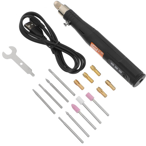 1Set Mini Elektrischer Gravurstift ABS Mit 3 Geschwindigkeiten Schwarz