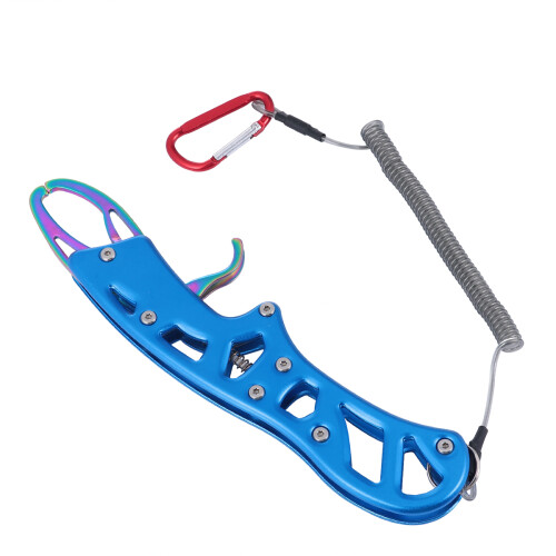 Fischkontrollgerät Angelgreifer Grab Edelstahl Blau