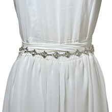 1Stk Damen Waist Chain Silber Mit Strass, Metall Gürtel Für Kleider