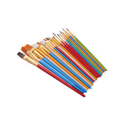 25Stk Künstler Pinsel Set Holzgriff Untersch. Formen Bunte Farben