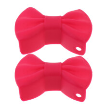 2Paare Rote Hitzebeständige Silikon-Küchenclips Mit Schleifenform